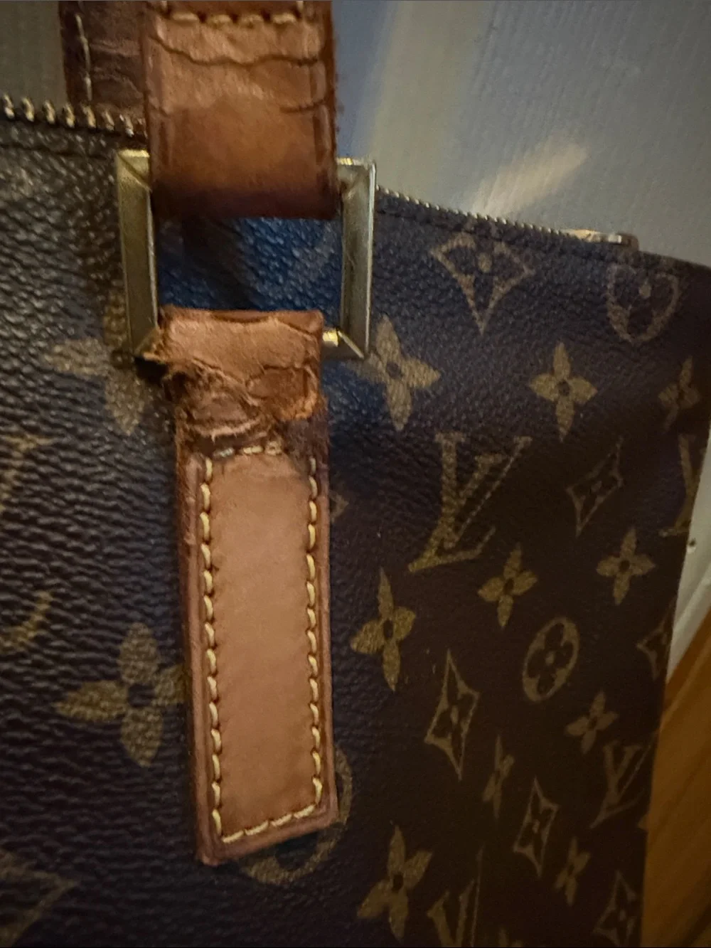 Louis Vuitton Brown Monogram Canvas Tote with Tan Straps